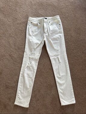 Express White Slim Men's Jeans with Distressed Knees